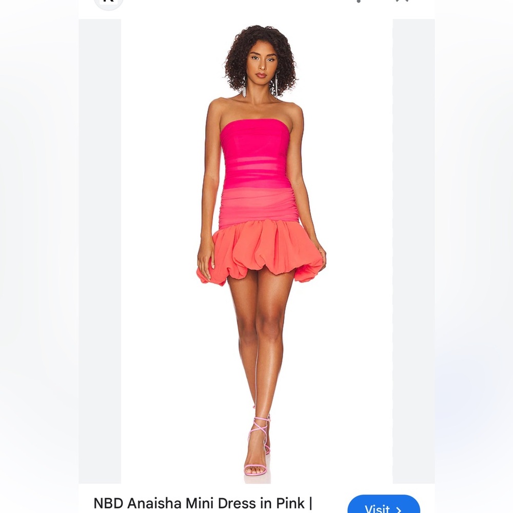 NBD Pink and Coral Strapless Aniasha Mini Dress